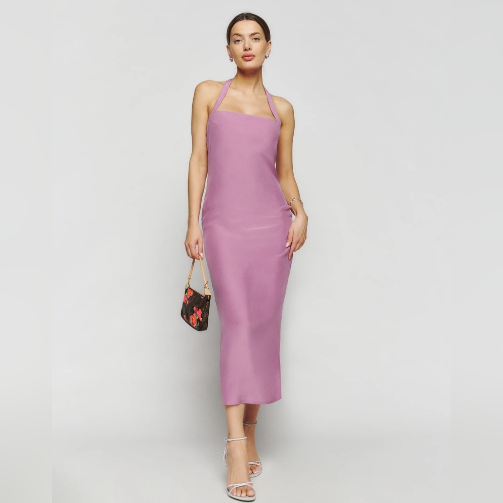 NWT Reformation Alli Silk Dress Sugar Plum Sz 0